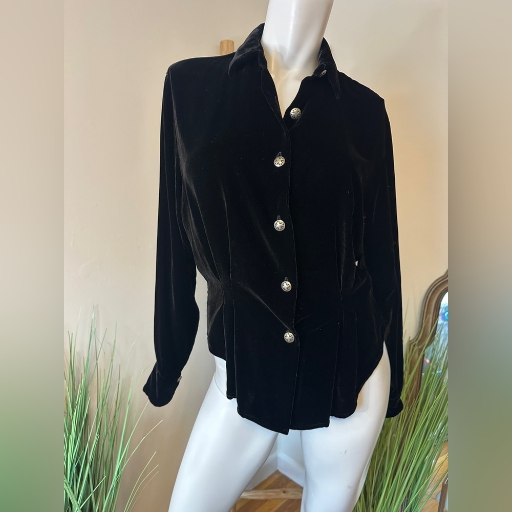 Flatiron Workshop NYC Silk blend Velvet Vintage Blouse